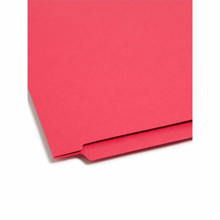 Shelf-Master Reinforced End Tab Colored Folders, Straight Tabs, Letter Size, 0.75" Expansion, Red, 100/Box