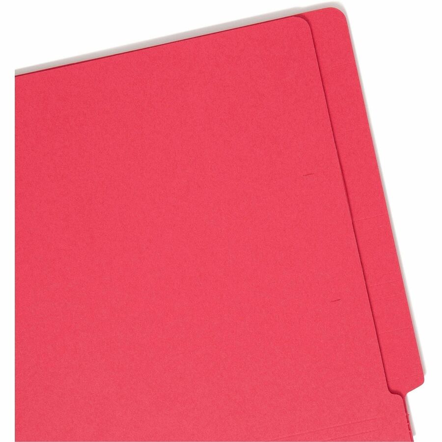 Shelf-Master Reinforced End Tab Colored Folders, Straight Tabs, Letter Size, 0.75" Expansion, Red, 100/Box