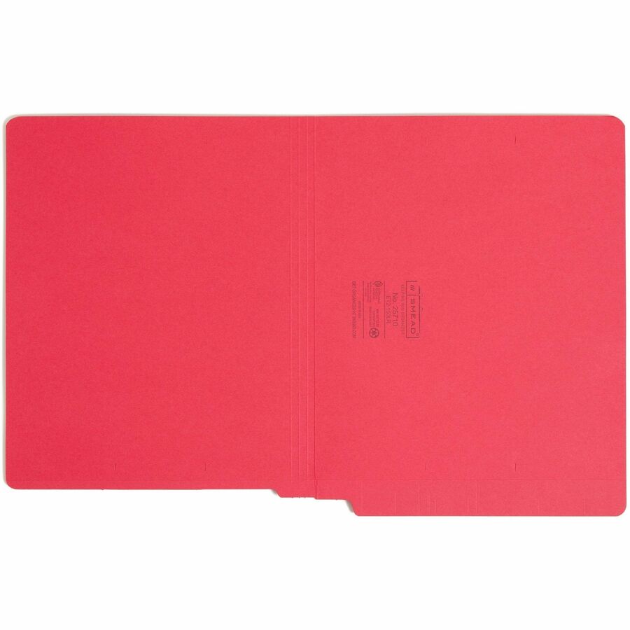Shelf-Master Reinforced End Tab Colored Folders, Straight Tabs, Letter Size, 0.75" Expansion, Red, 100/Box
