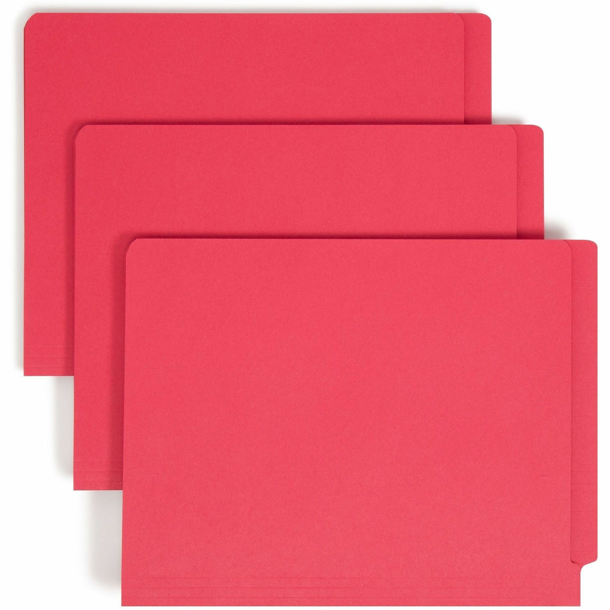 Heavyweight Colored End Tab Fastener Folders, 0.75" Expansion, 2 Fasteners, Letter Size, Red Exterior, 50/Box