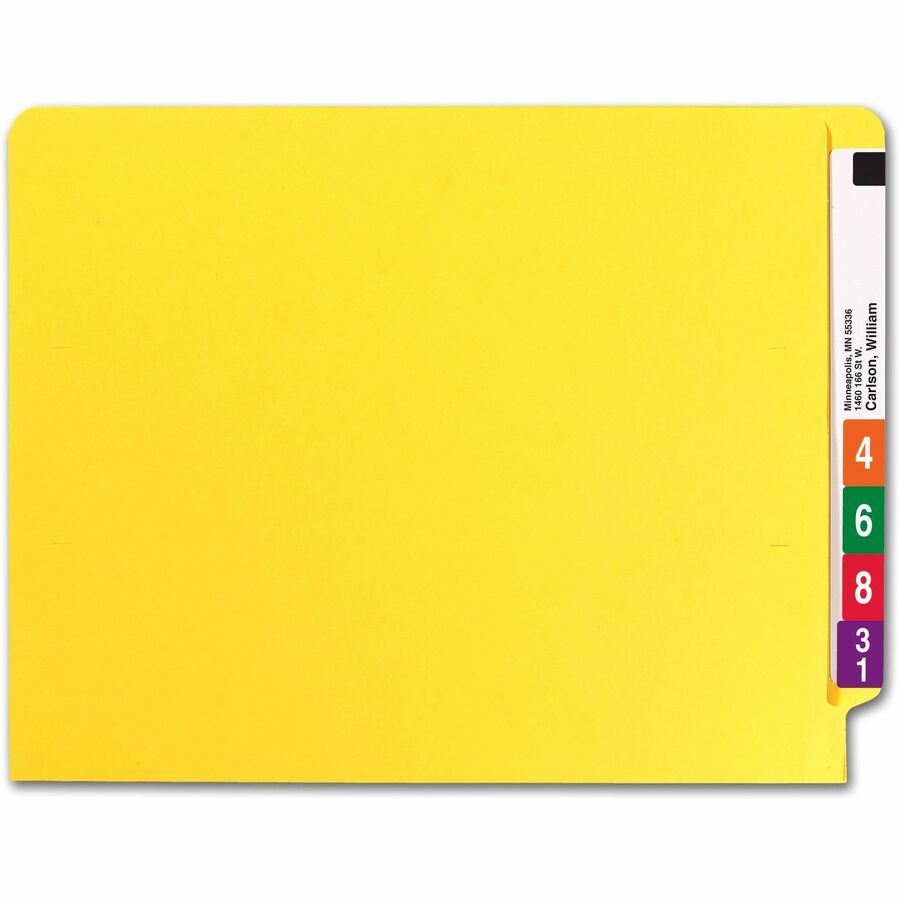 Shelf-Master Reinforced End Tab Colored Folders, Straight Tabs, Letter Size, 0.75" Expansion, Yellow, 100/Box