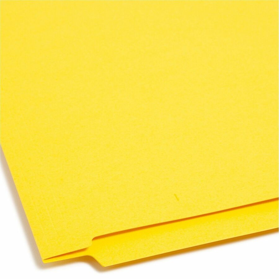 Shelf-Master Reinforced End Tab Colored Folders, Straight Tabs, Letter Size, 0.75" Expansion, Yellow, 100/Box