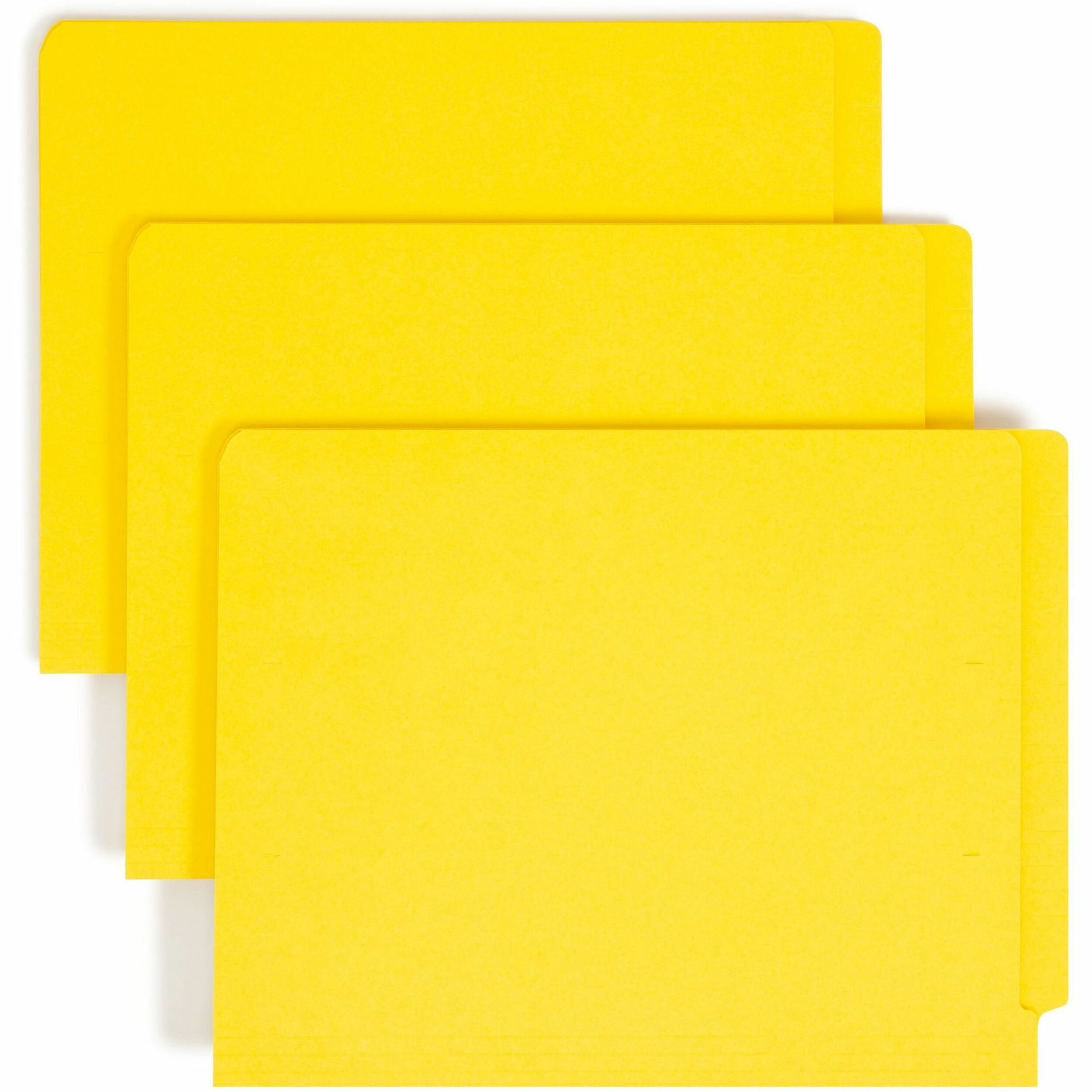 Shelf-Master Reinforced End Tab Colored Folders, Straight Tabs, Letter Size, 0.75" Expansion, Yellow, 100/Box