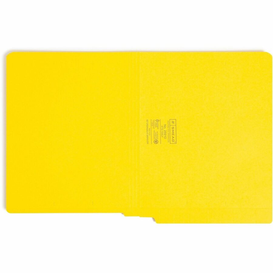Shelf-Master Reinforced End Tab Colored Folders, Straight Tabs, Letter Size, 0.75" Expansion, Yellow, 100/Box
