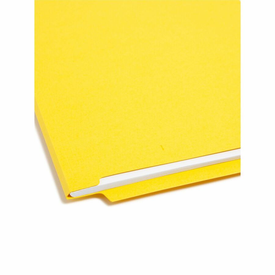 Heavyweight Colored End Tab Fastener Folders, 0.75" Expansion, 2 Fasteners, Letter Size, Yellow Exterior, 50/Box