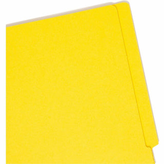 Heavyweight Colored End Tab Fastener Folders, 0.75" Expansion, 2 Fasteners, Letter Size, Yellow Exterior, 50/Box