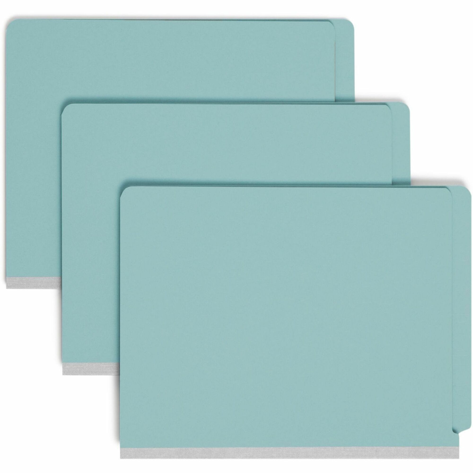 End Tab Pressboard Classification Folders, Six SafeSHIELD Fasteners, 2" Expansion, 2 Dividers, Letter Size, Blue, 10/Box