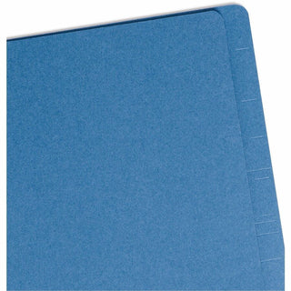 End Tab Pressboard Classification Folders, Six SafeSHIELD Fasteners, 2" Expansion, 2 Dividers, Letter Size, Dark Blue, 10/Box
