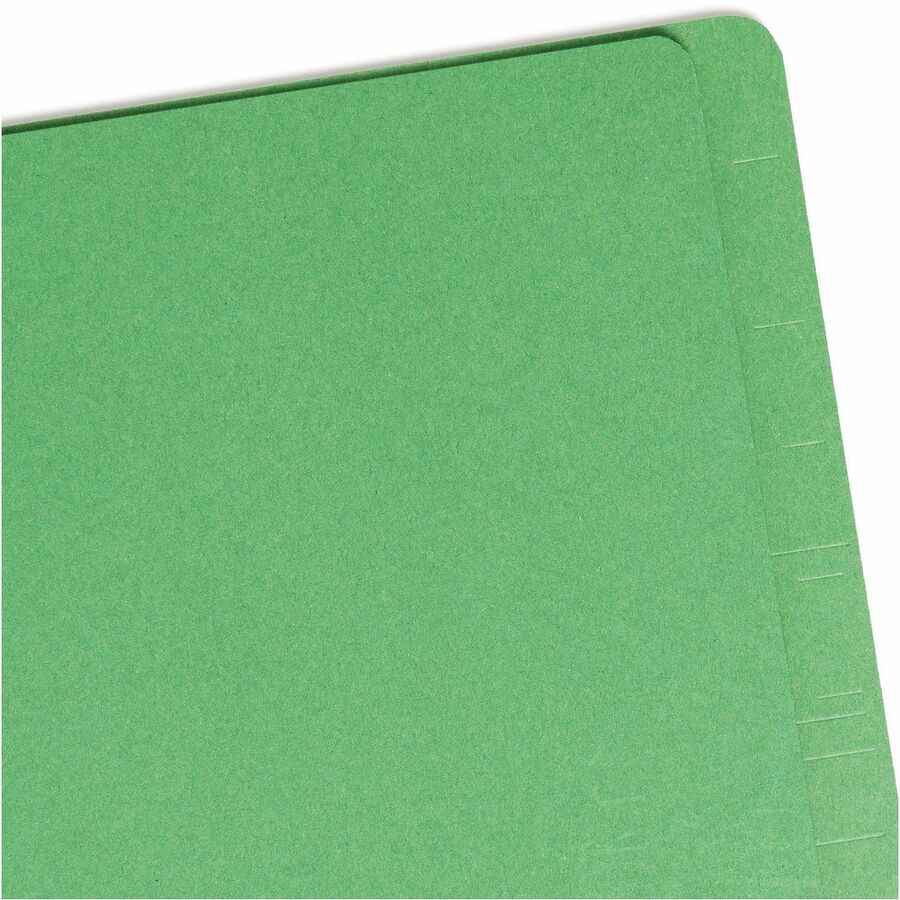 End Tab Pressboard Classification Folders, Six SafeSHIELD Fasteners, 2" Expansion, 2 Dividers, Letter Size, Green, 10/Box