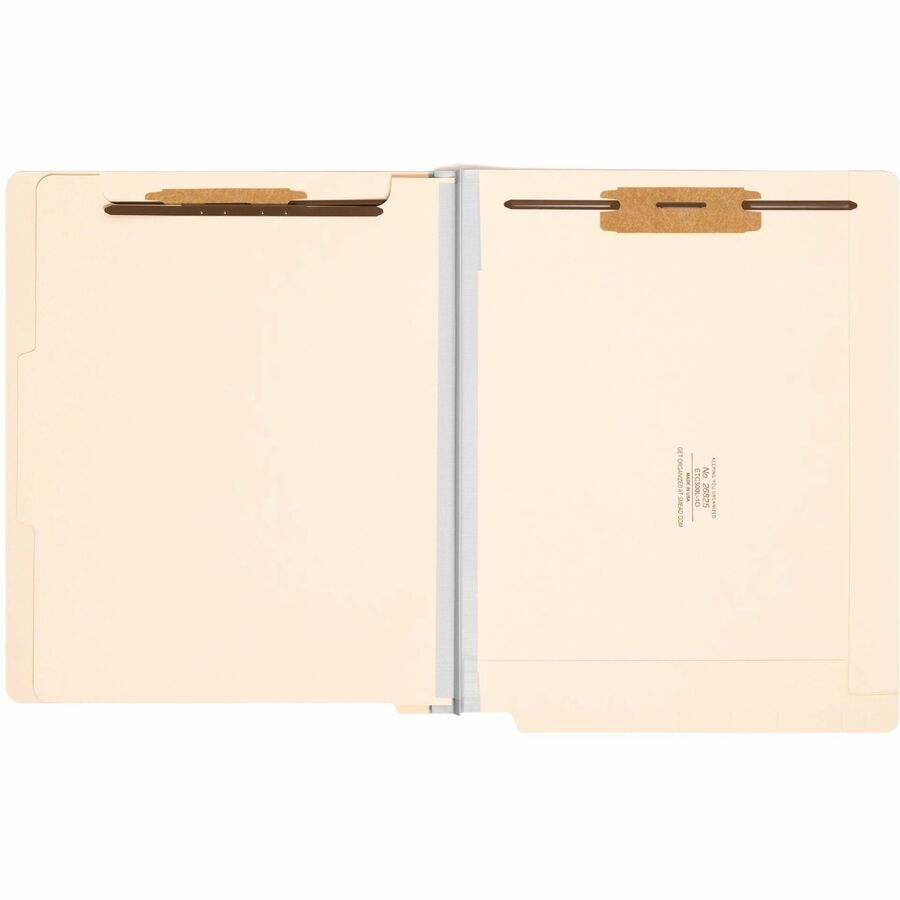 Manila End Tab Classification Folders, 2" Expansion, 1 Divider, 4 Fasteners, Letter Size, Manila Exterior, 10/Box