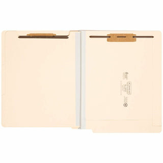 Manila End Tab Classification Folders, 2" Expansion, 2 Dividers, 6 Fasteners, Letter Size, Manila Exterior, 10/Box