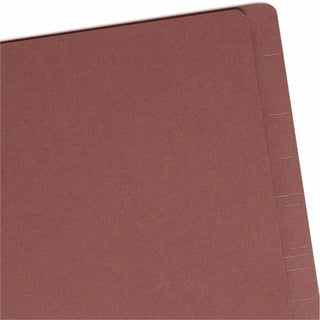 End Tab Pressboard Classification Folders, Six SafeSHIELD Fasteners, 2" Expansion, 2 Dividers, Letter Size, Red, 10/Box