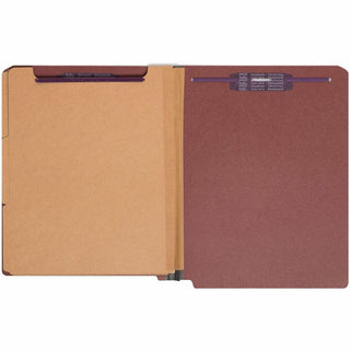 End Tab Pressboard Classification Folders, Eight SafeSHIELD Fasteners, 3" Expansion, 3 Dividers, Letter Size, Red, 10/Box