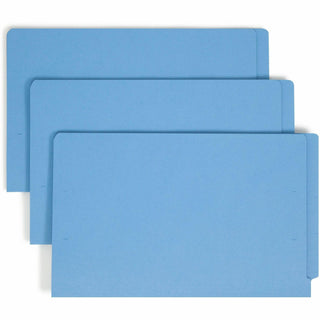 Heavyweight Colored End Tab Fastener Folders, 0.75" Expansion, 2 Fasteners, Legal Size, Blue Exterior, 50/Box
