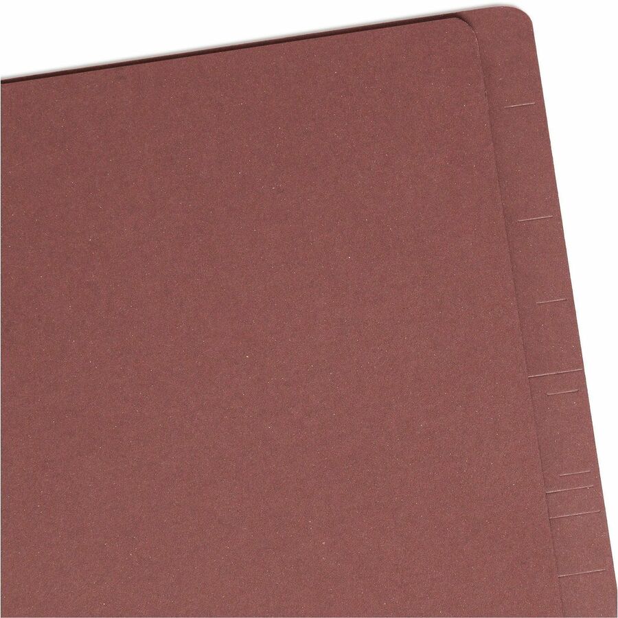 End Tab Pressboard Classification Folders, Six SafeSHIELD Fasteners, 2" Expansion, 2 Dividers, Legal Size, Red, 10/Box