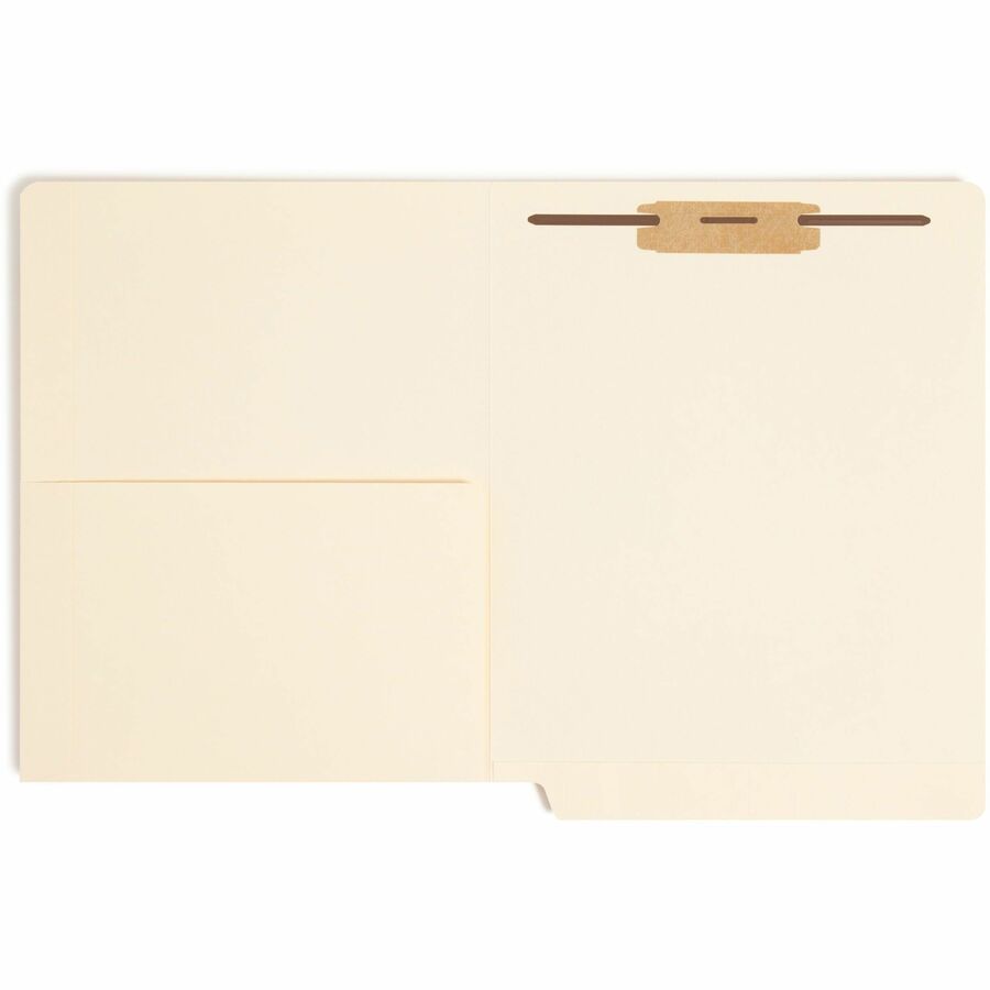 Heavyweight End Tab Fastener Folders, Interior Front-Cover Pocket, 0.75" Expansion, 1 Fastener, Letter Size, Manila, 50/Box