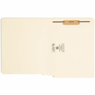 End Tab Fastener Folders with Reinforced Straight Tabs, 11-pt Manila, 1 Fastener, Letter Size, Manila Exterior, 50/Box