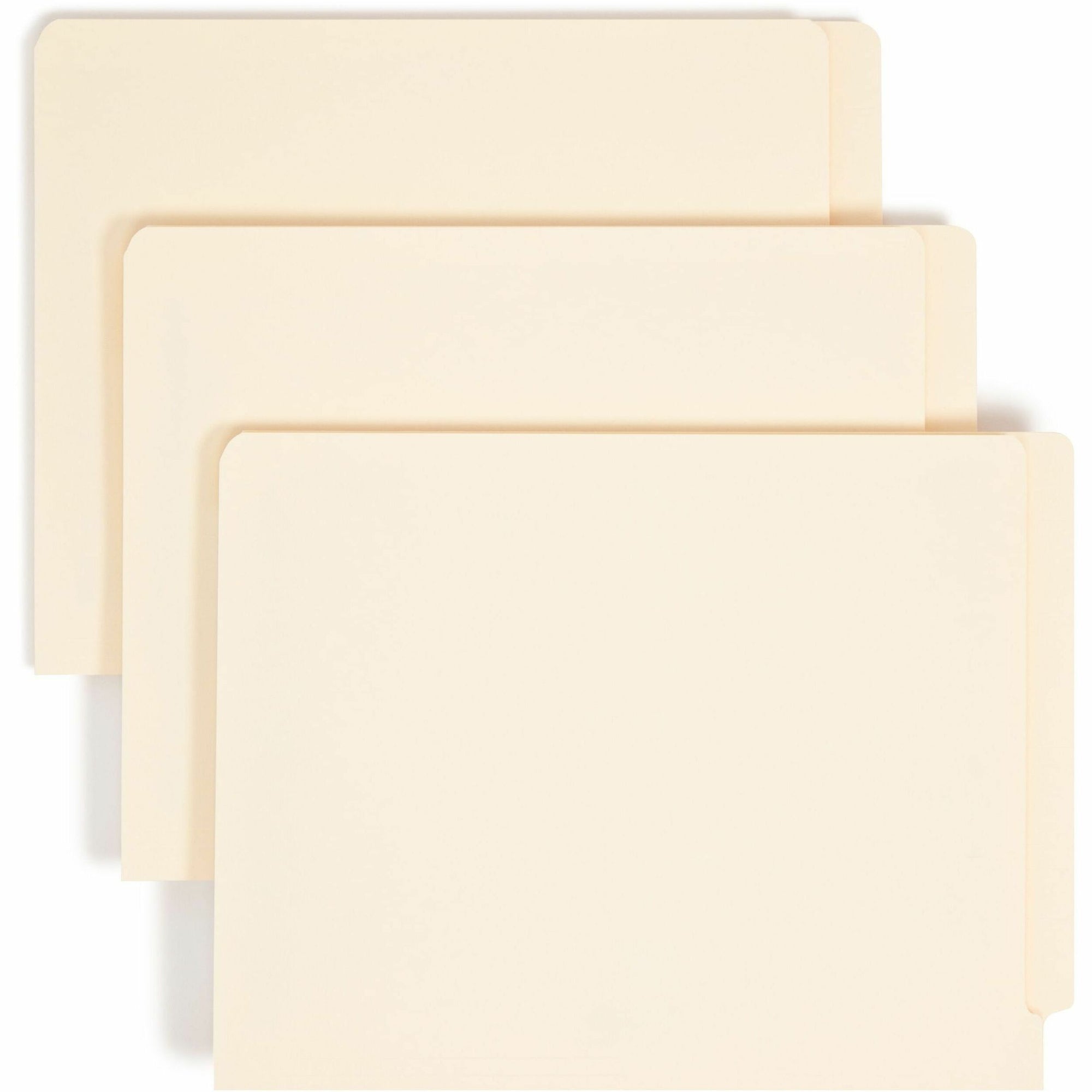 End Tab Fastener Folders with Reinforced Straight Tabs, 11-pt Manila, 1 Fastener, Letter Size, Manila Exterior, 50/Box