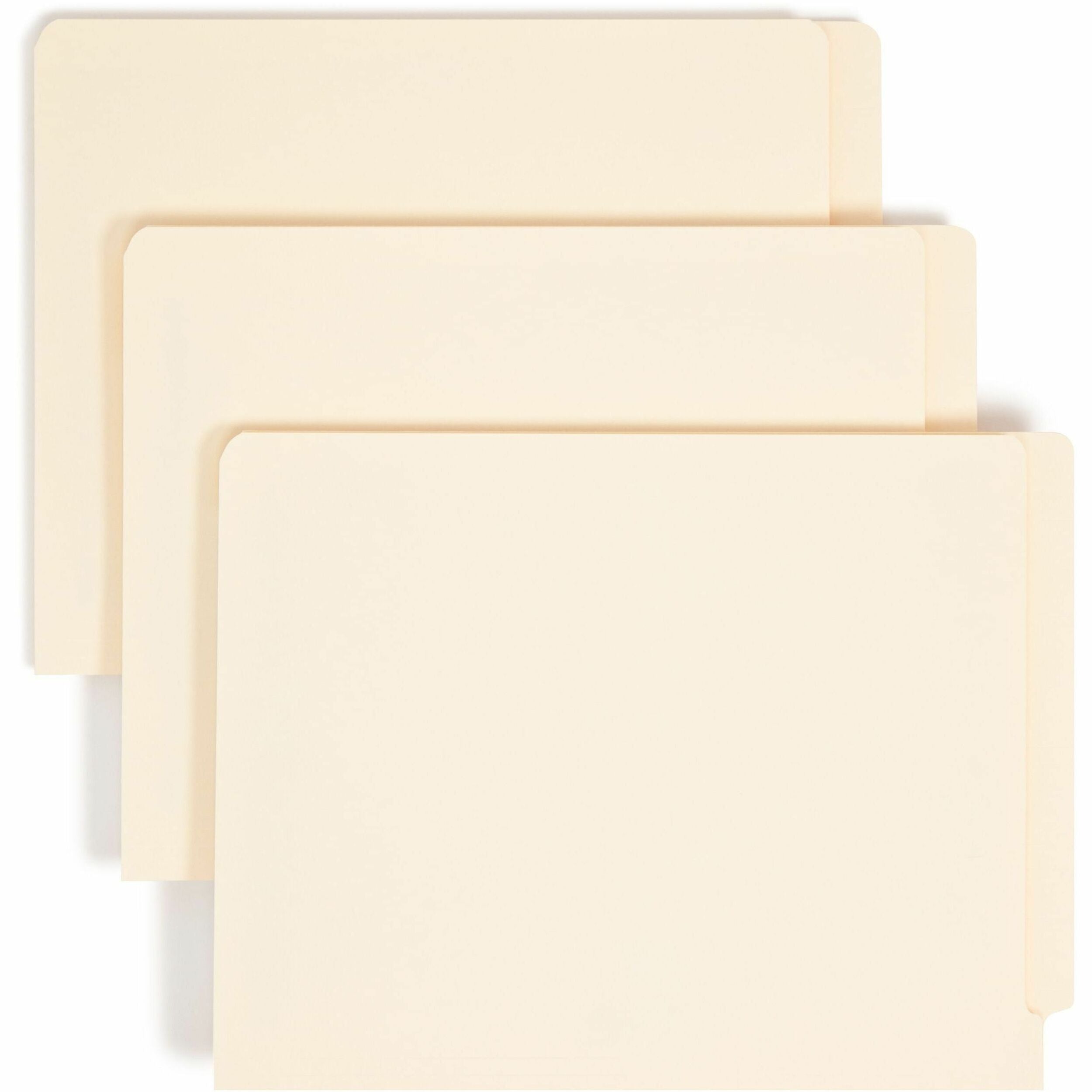 End Tab Fastener Folders with Reinforced Straight Tabs, 11-pt Manila, 1 Fastener, Letter Size, Manila Exterior, 50/Box