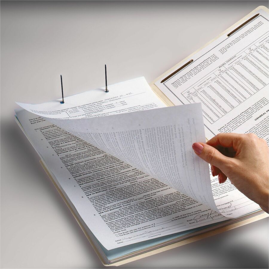 End Tab Fastener Folders with Reinforced Straight Tabs, 11-pt Manila, 2 Fasteners, Letter Size, Manila Exterior, 50/Box