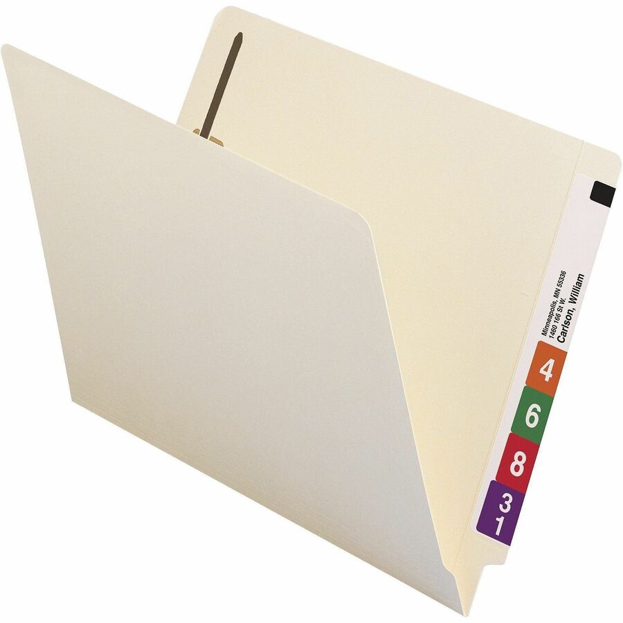 Reinforced End Tab Fastener Folders, Antimicrobial Protection, 0.75" Expansion, 2 Fasteners, Letter Size, Manila, 50/Box