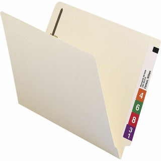 Reinforced End Tab Fastener Folders, Antimicrobial Protection, 0.75" Expansion, 2 Fasteners, Letter Size, Manila, 50/Box