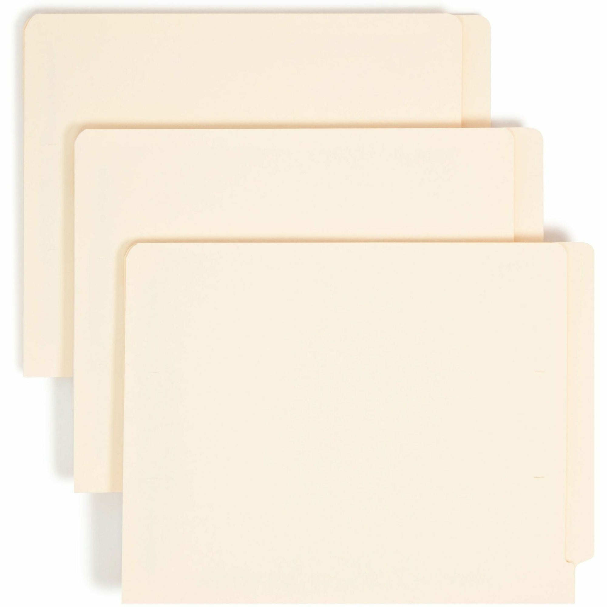 End Tab Fastener Folders with Reinforced Straight Tabs, 11-pt Manila, 2 Fasteners: Top/Side, Letter Size, Manila, 50/Box