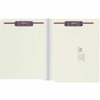 End Tab Pressboard Classification Folders, Two SafeSHIELD Coated Fasteners, 1" Expansion, Letter Size, Gray-Green, 25/Box