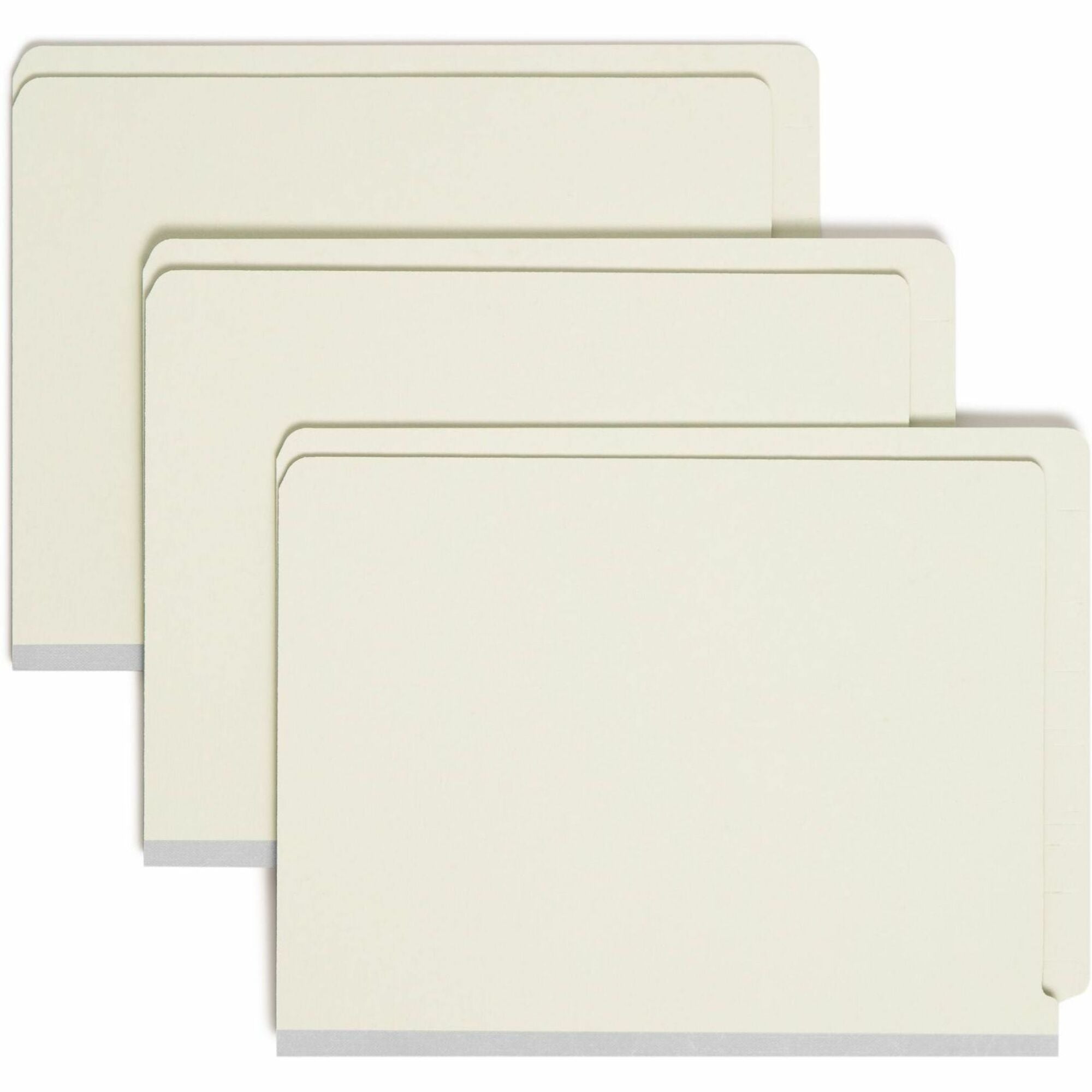 End Tab Pressboard Classification Folders, Two SafeSHIELD Coated Fasteners, 2" Expansion, Letter Size, Gray-Green, 25/Box