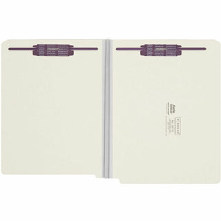 End Tab Pressboard Classification Folders, Two SafeSHIELD Coated Fasteners, 2" Expansion, Letter Size, Gray-Green, 25/Box