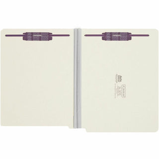 End Tab Pressboard Classification Folders, Two SafeSHIELD Coated Fasteners, 3" Expansion, Letter Size, Gray-Green, 25/Box