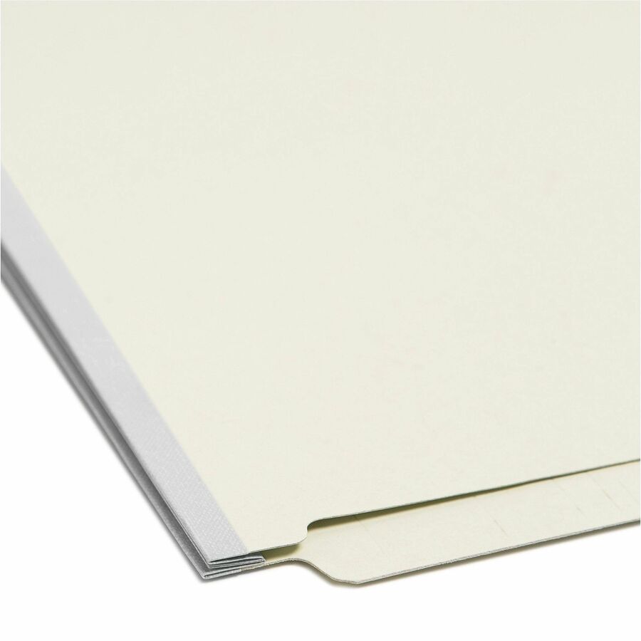 End Tab Pressboard Classification Folders, Two SafeSHIELD Coated Fasteners, 3" Expansion, Letter Size, Gray-Green, 25/Box