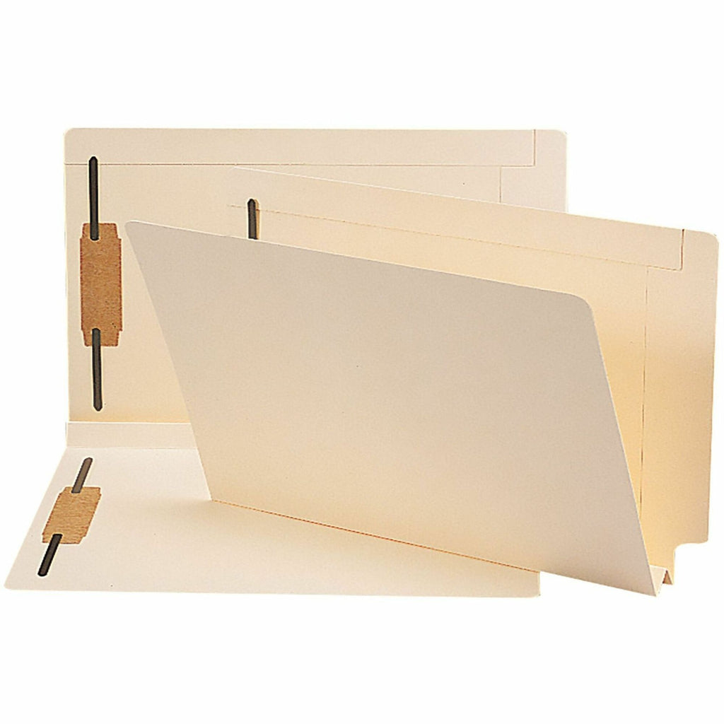 End Tab W-Fold Fastener Folders with Reinforced Tabs, 1.5" Expansion, 2 Fasteners, Legal Size, Manila, 50/Box