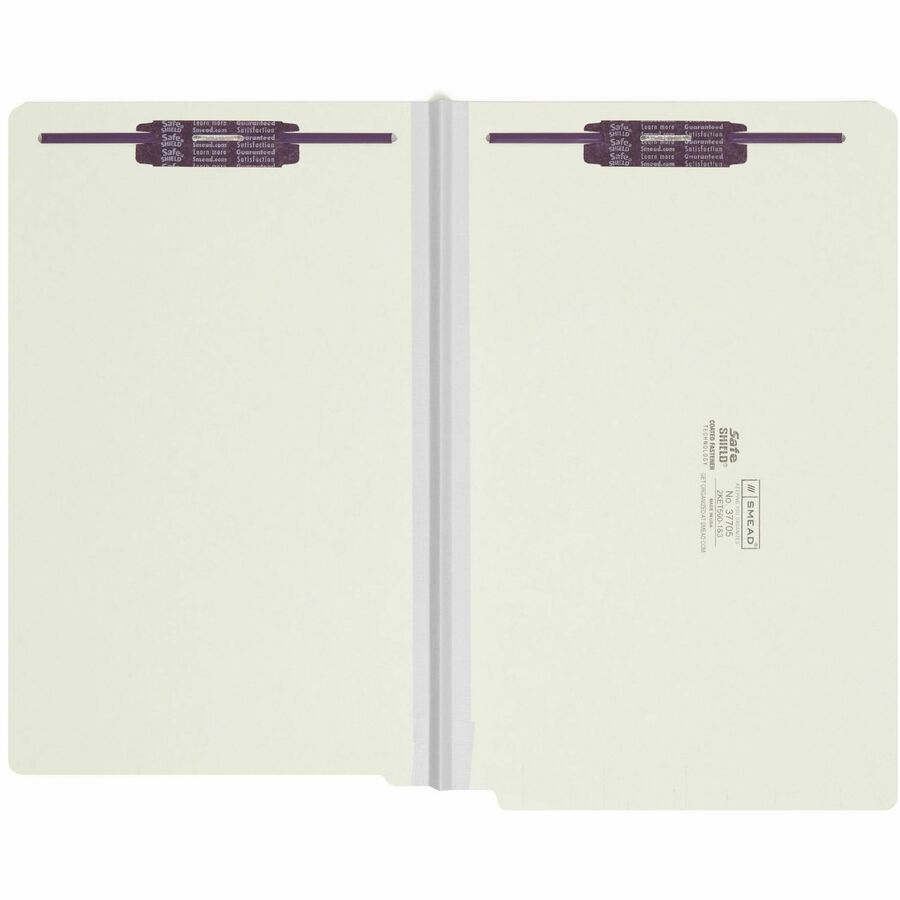 End Tab Pressboard Classification Folders, Two SafeSHIELD Coated Fasteners, 1" Expansion, Legal Size, Gray-Green, 25/Box