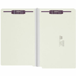 End Tab Pressboard Classification Folders, Two SafeSHIELD Coated Fasteners, 1" Expansion, Legal Size, Gray-Green, 25/Box