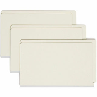 End Tab Pressboard Classification Folders, Two SafeSHIELD Coated Fasteners, 1" Expansion, Legal Size, Gray-Green, 25/Box