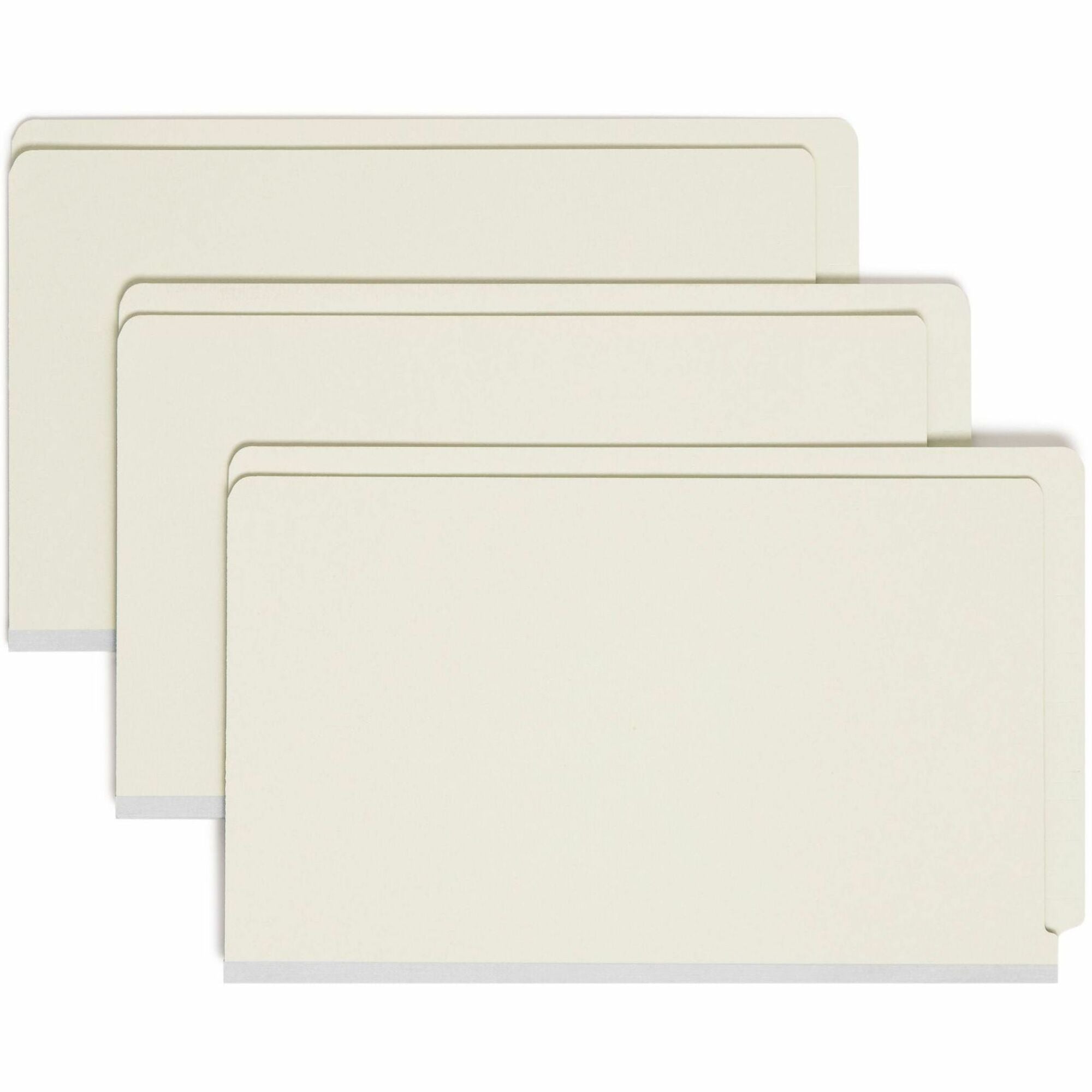 End Tab Pressboard Classification Folders, Two SafeSHIELD Coated Fasteners, 1" Expansion, Legal Size, Gray-Green, 25/Box