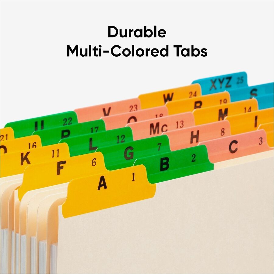 Alphabetic Top Tab Indexed File Guide Set, 1/5-Cut Top Tab, A to Z, 8.5 x 11, Manila, 25/Set