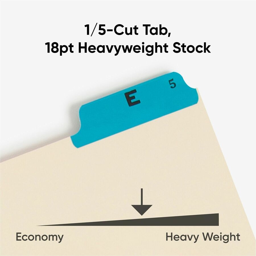 Alphabetic Top Tab Indexed File Guide Set, 1/5-Cut Top Tab, A to Z, 8.5 x 11, Manila, 25/Set