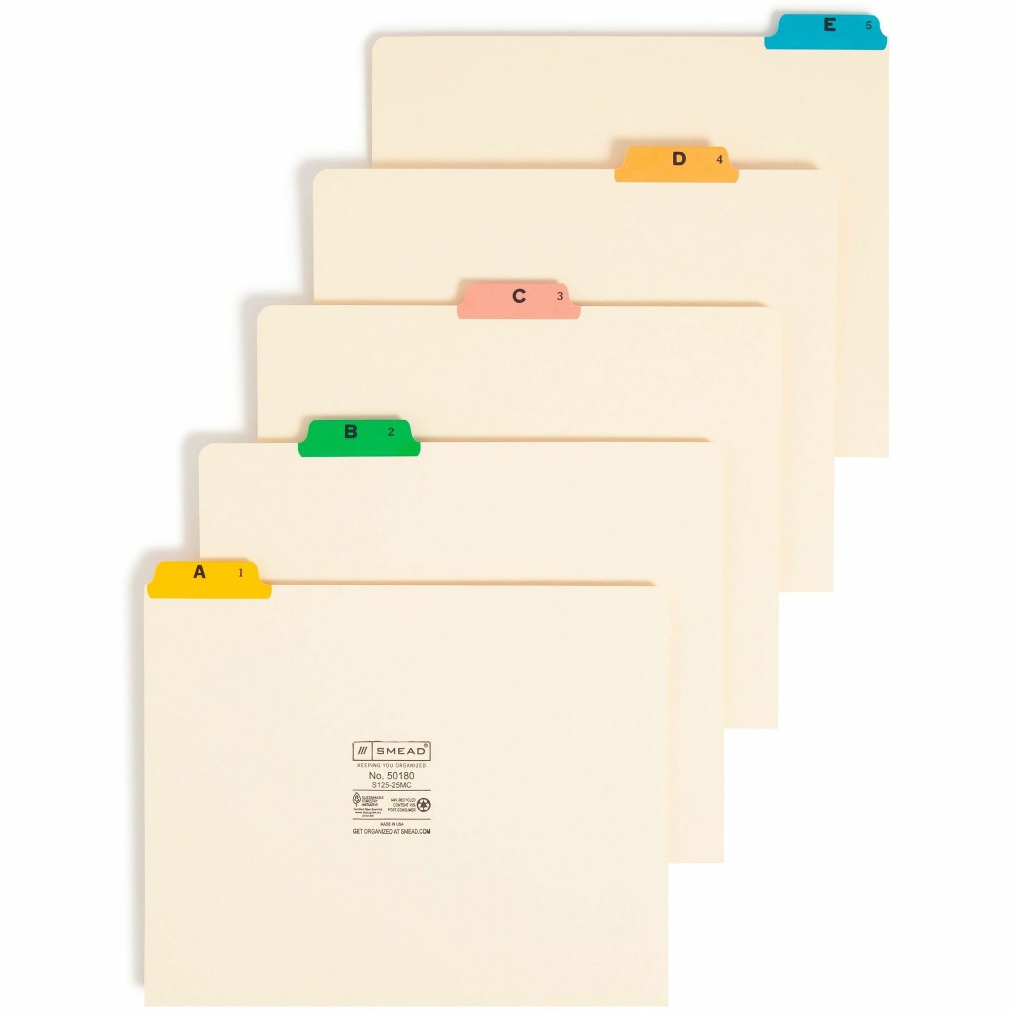 Alphabetic Top Tab Indexed File Guide Set, 1/5-Cut Top Tab, A to Z, 8.5 x 11, Manila, 25/Set