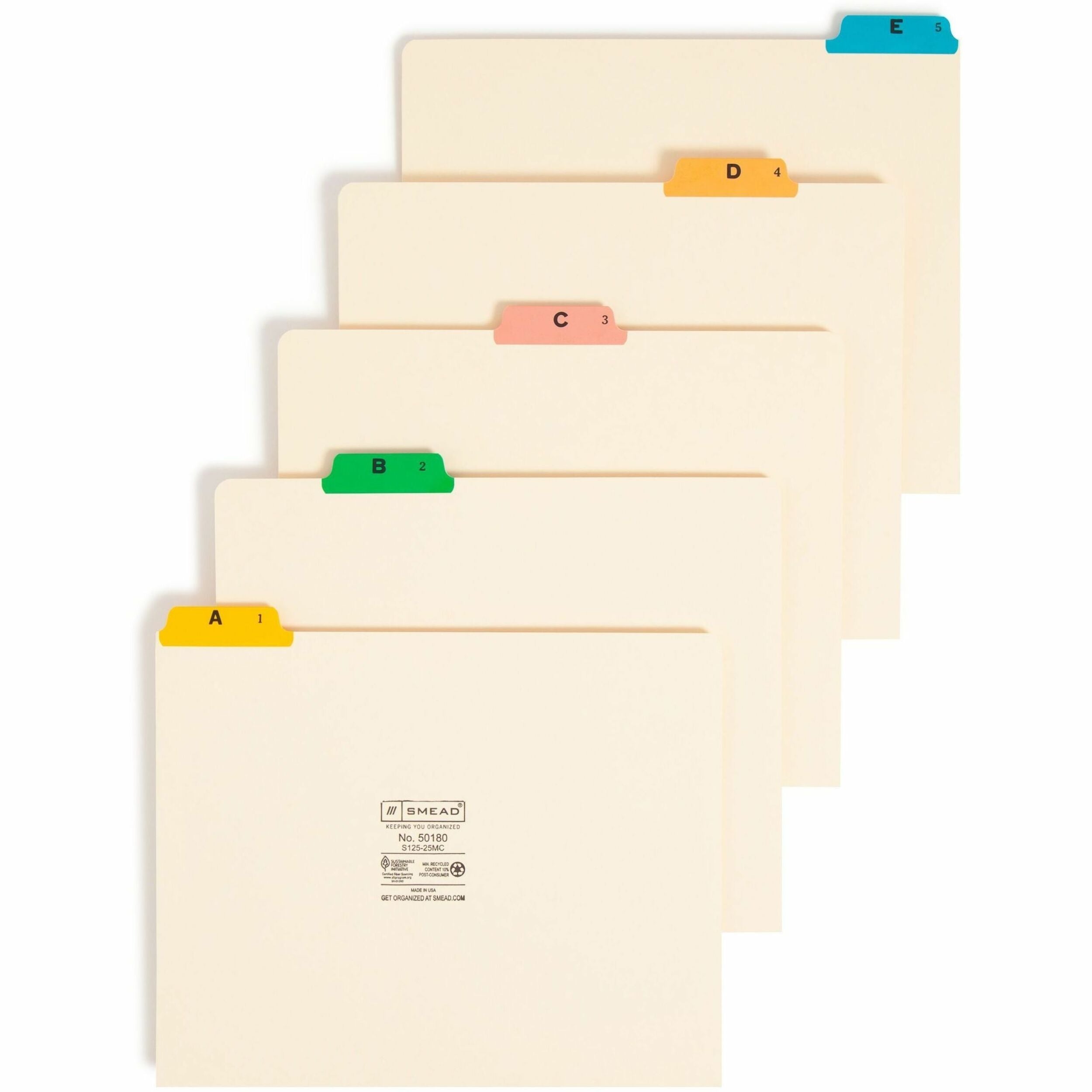 Alphabetic Top Tab Indexed File Guide Set, 1/5-Cut Top Tab, A to Z, 8.5 x 11, Manila, 25/Set