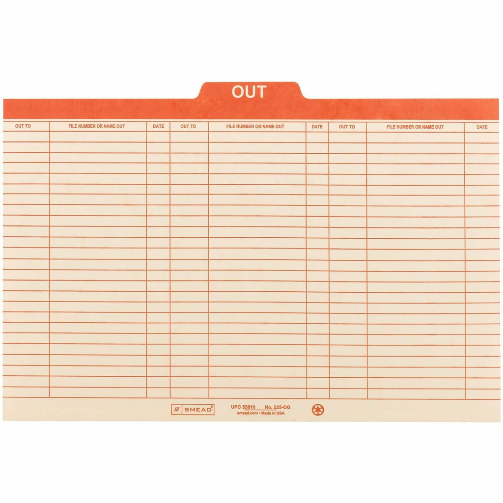 Manila Out Guides, Printed Form Style, 1/5-Cut Top Tab, Out, 8.5 X 14, Manila, 100/box
