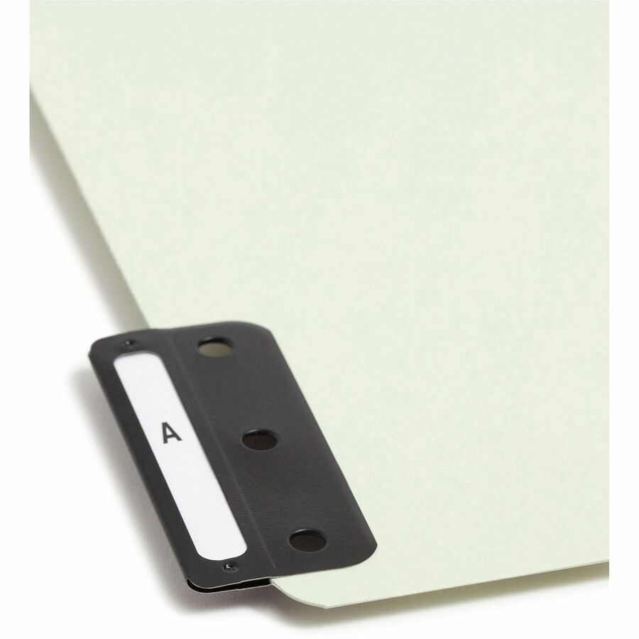 Smead 100% Recycled Filing Guides with Vertical Extra-Wide Blank Tab - Printed Tab(s) - Character - A-Z - 25 Tab(s)/Set0.50" Tab Width - Letter - Gray Metal, Green Pressboard Tab(s) - Recycled - 25 / Set