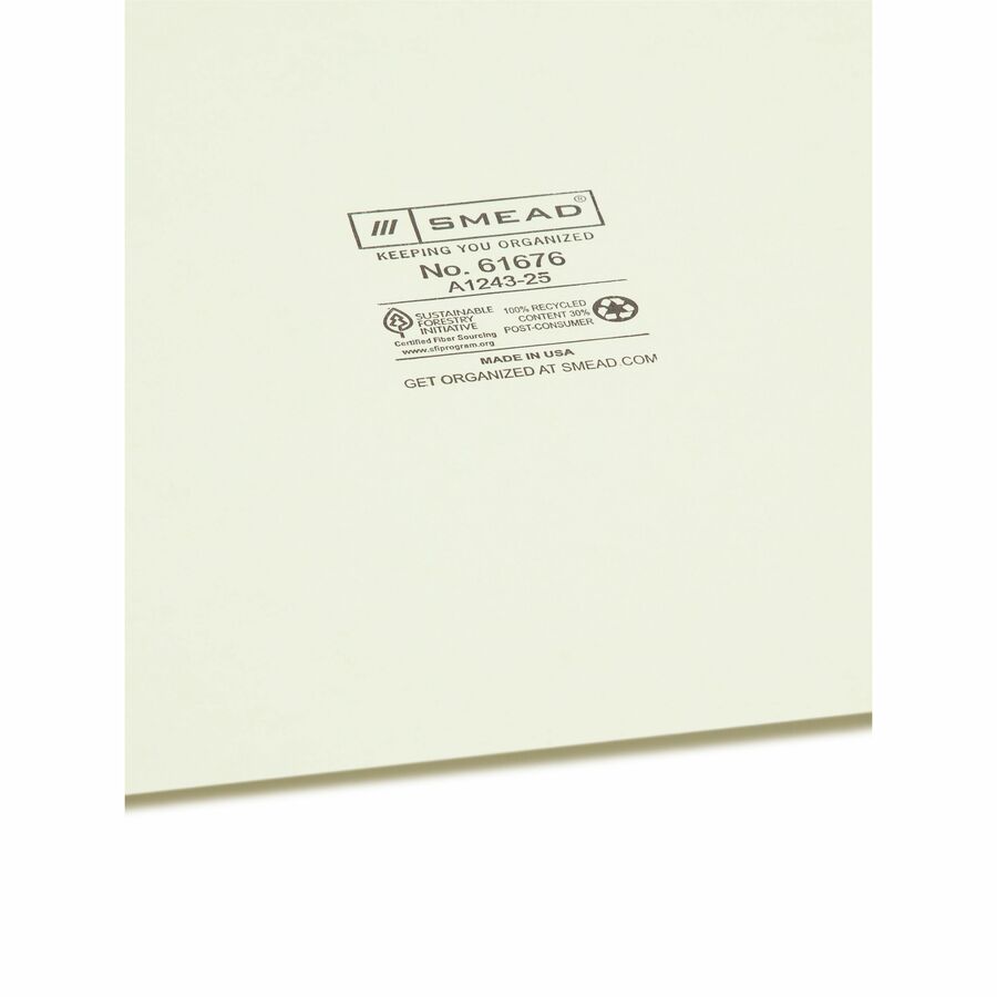 Smead 100% Recycled Filing Guides with Vertical Extra-Wide Blank Tab - Printed Tab(s) - Character - A-Z - 25 Tab(s)/Set0.50" Tab Width - Letter - Gray Metal, Green Pressboard Tab(s) - Recycled - 25 / Set