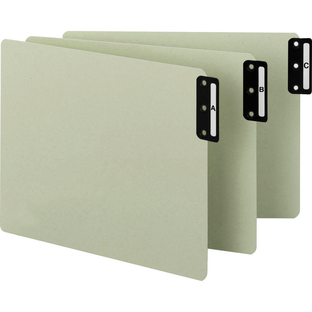 Smead 100% Recycled Filing Guides with Vertical Extra-Wide Blank Tab - Printed Tab(s) - Character - A-Z - 25 Tab(s)/Set0.50" Tab Width - Letter - Gray Metal, Green Pressboard Tab(s) - Recycled - 25 / Set - 