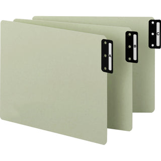 Smead 100% Recycled Filing Guides with Vertical Extra-Wide Blank Tab - Printed Tab(s) - Character - A-Z - 25 Tab(s)/Set0.50" Tab Width - Letter - Gray Metal, Green Pressboard Tab(s) - Recycled - 25 / Set - 
