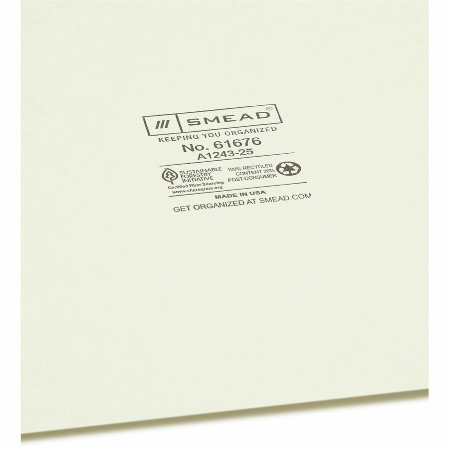 Smead 100% Recycled Filing Guides with Vertical Extra-Wide Blank Tab - Printed Tab(s) - Character - A-Z - 25 Tab(s)/Set0.50" Tab Width - Letter - Gray Metal, Green Pressboard Tab(s) - Recycled - 25 / Set