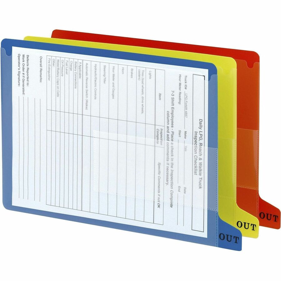 Colored Poly Out Guides with Pockets, 1/3-Cut End Tab, Out, 8.5 x 11, Green, 25/Box