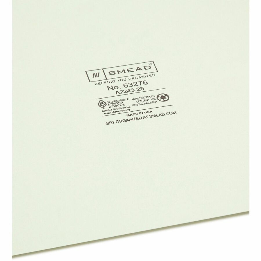 100% Recycled End Tab Pressboard Guides with Metal Tabs, 1/3-Cut End Tab, A to Z, 8.5 x 14, Green, 25/Set
