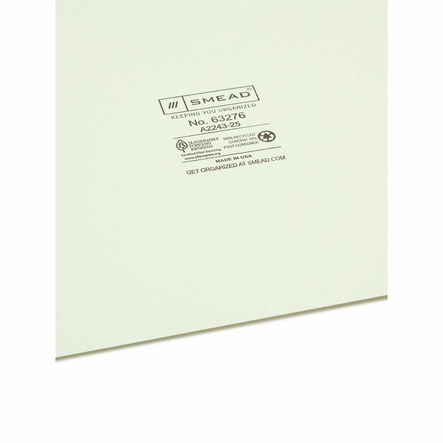 100% Recycled End Tab Pressboard Guides with Metal Tabs, 1/3-Cut End Tab, A to Z, 8.5 x 14, Green, 25/Set